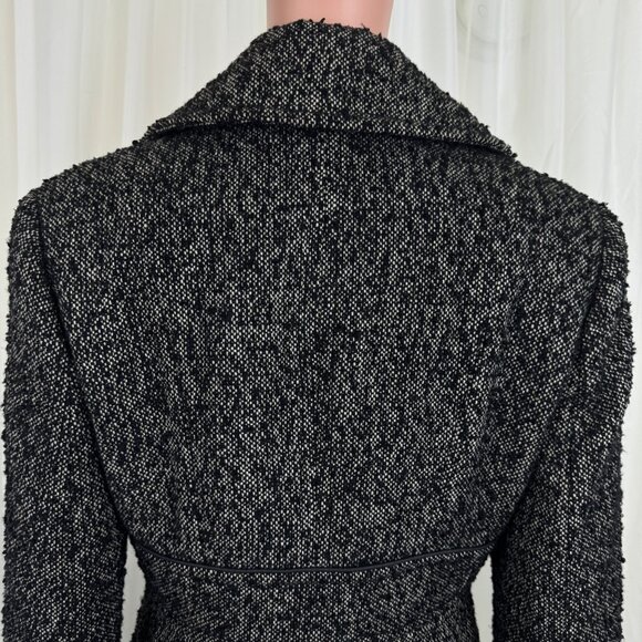 Jessica Simpson Boucle Wool Blend Fit Flare Bell Sleeve Coat Jacket Sz MD Black - Picture 10 of 17